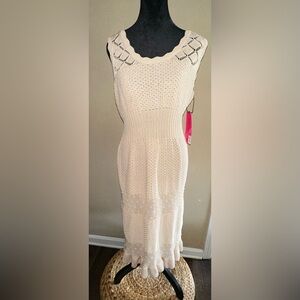 NWT Betsey Johnson Cream Crochet Midi Dress